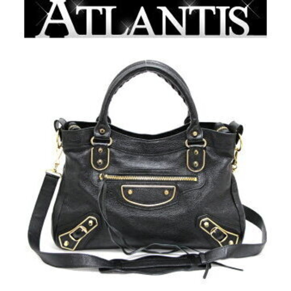 Balenciaga Metallic City Bag Leather Black